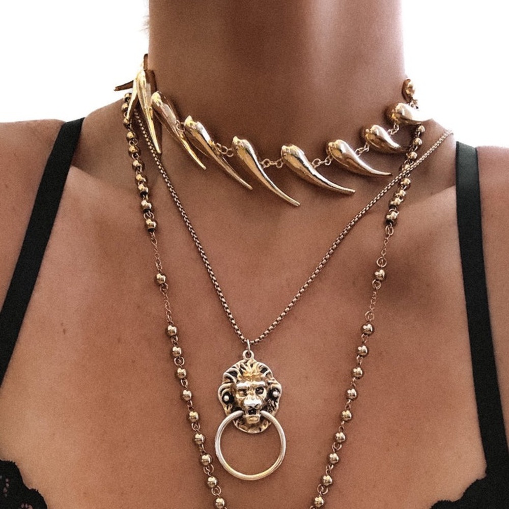 New Pebby Forevee Teardrop Spike Punk Statement Necklace - Picture 3 of 13